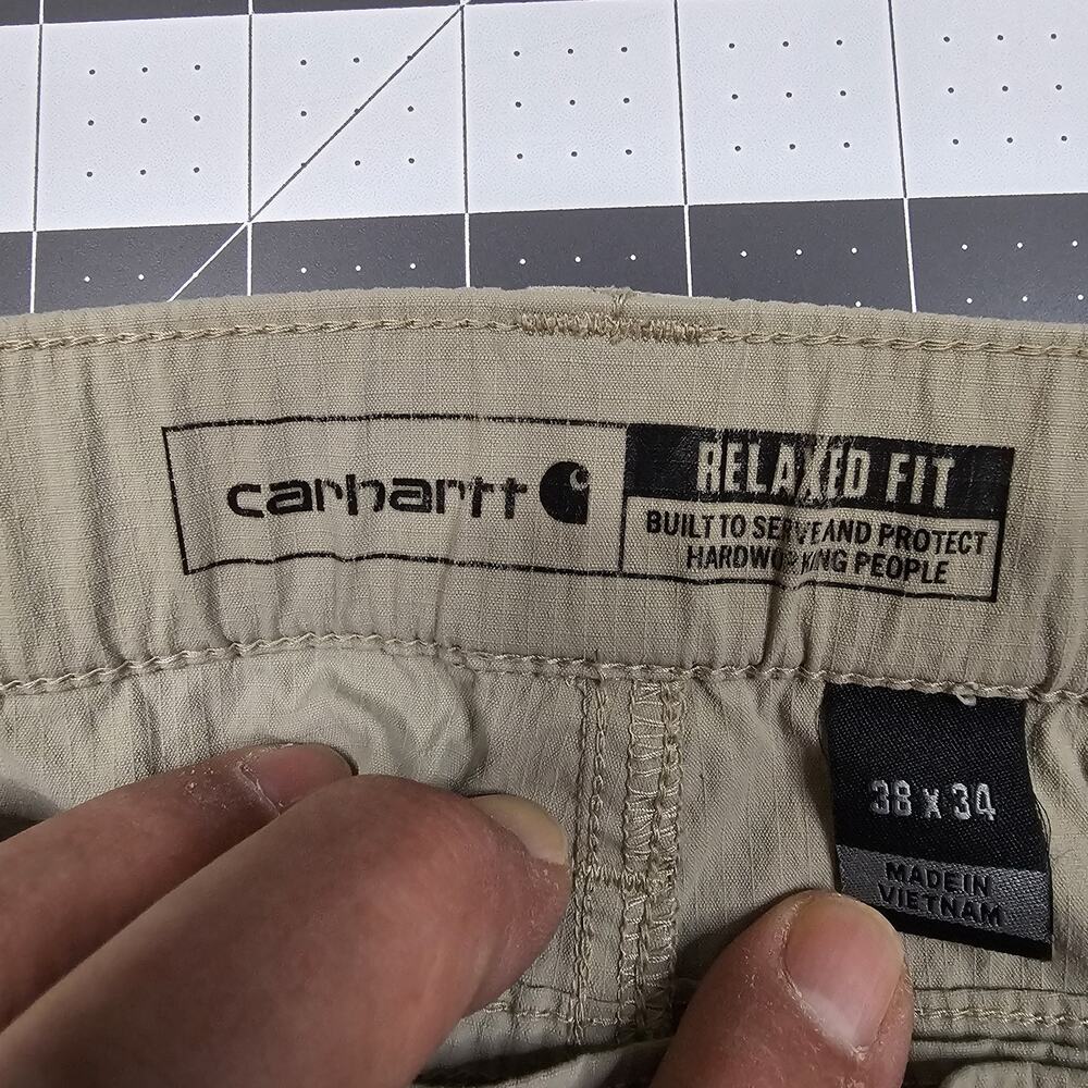 Carhartt Force Pants Mens 38x34 Tan Ripstop Nylon Pocket Work Outdoor Stretch - Picture 7 of 16